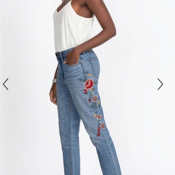 Johnny Was Embroidered Kali Relaxed Boho Floral Jeans